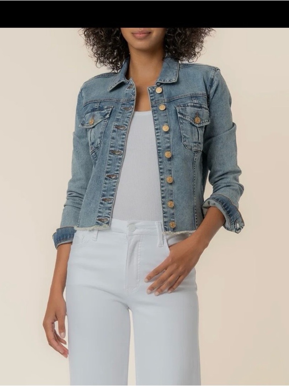 Kut from the Kloth classic Kara Blue Denim Jacket - Women's Casual Trucker - Picture 5 of 11